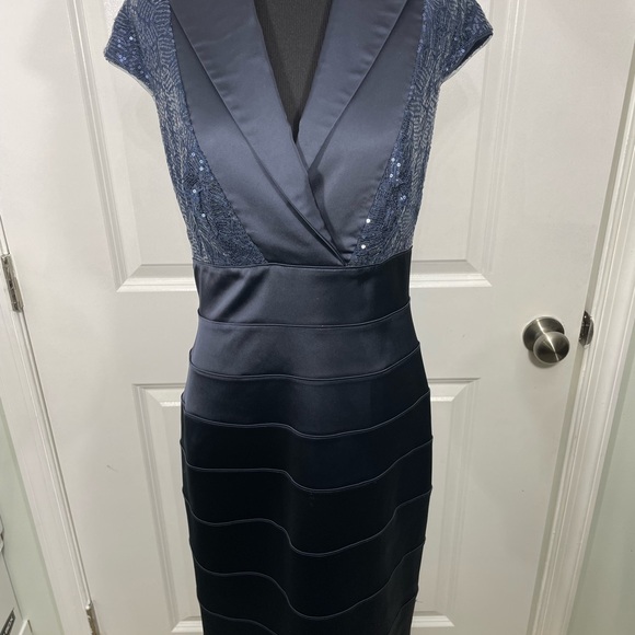 Tadashi Collection Dresses & Skirts - Tadashi Collection Navy Blue Midi Sequins Holiday Cocktail Dress SIZE 8